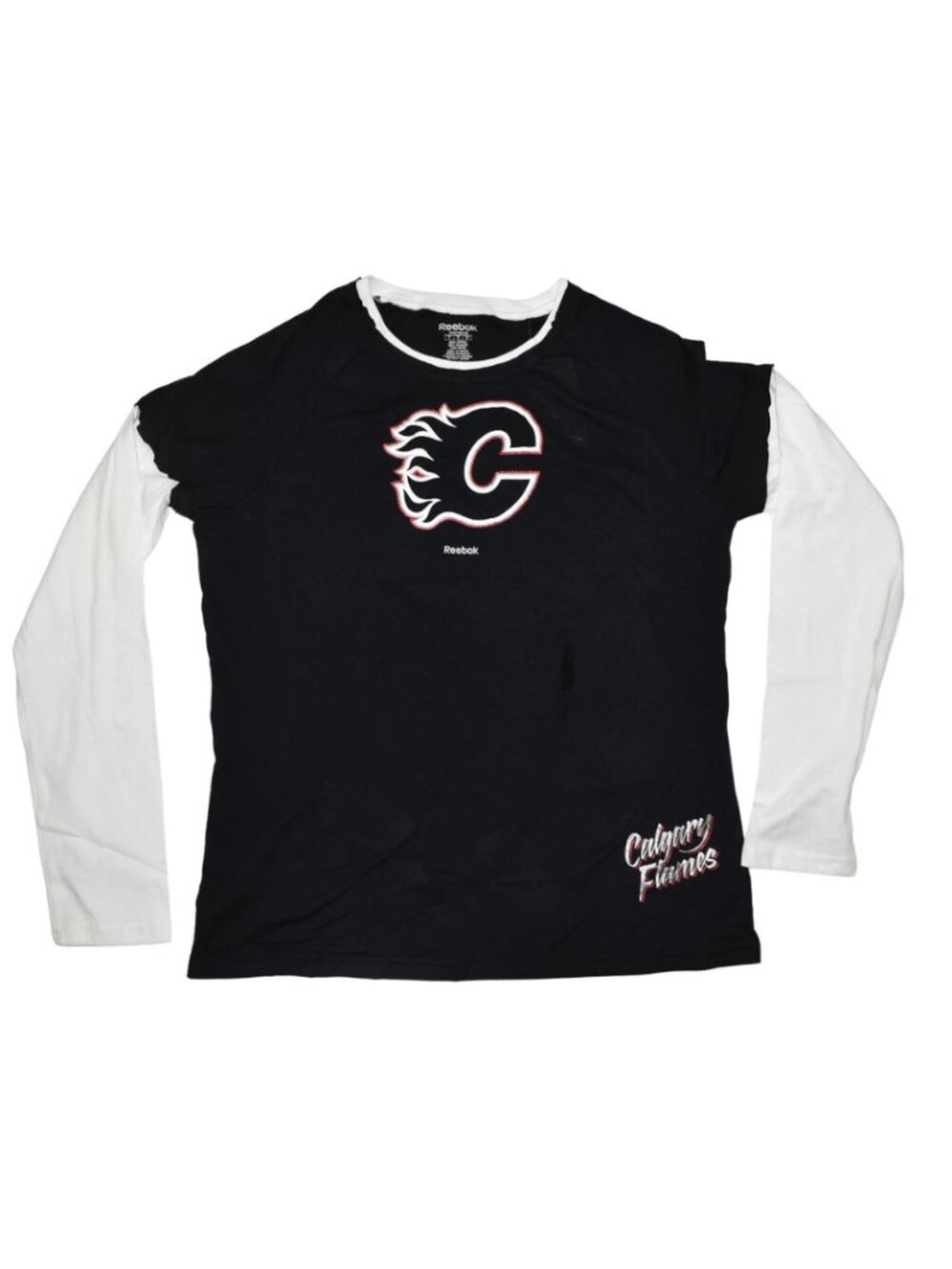 Reebok NHL Womens Calgary Flames Hockey Long Sleeve Shirt New Large